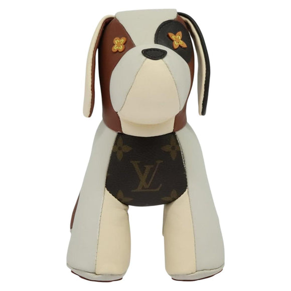 LOUIS VUITTON Monogram Dudu Oscar Stuffed dog White Black GI0251 LV Auth KD038A