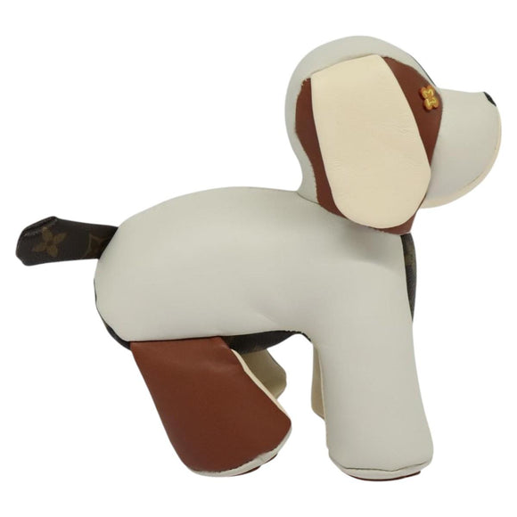 LOUIS VUITTON Monogram Dudu Oscar Stuffed dog White Black GI0251 LV Auth KD038A