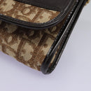 Christian Dior Trotter Canvas Chain Shoulder Bag Brown Gold Auth KD045-15