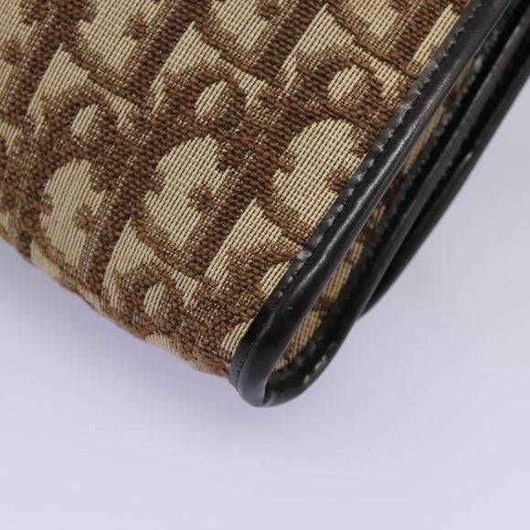 Christian Dior Trotter Canvas Chain Shoulder Bag Brown Gold Auth KD045