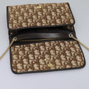 Christian Dior Trotter Canvas Chain Shoulder Bag Brown Gold Auth KD045-10