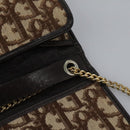 Christian Dior Trotter Canvas Chain Shoulder Bag Brown Gold Auth KD045-18