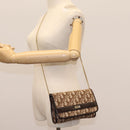 Christian Dior Trotter Canvas Chain Shoulder Bag Brown Gold Auth KD045-22