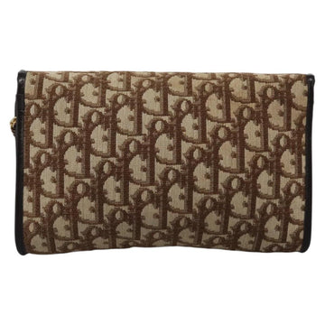 Christian Dior Trotter Canvas Chain Shoulder Bag Brown Gold Auth KD045 - 0