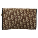 Christian Dior Trotter Canvas Chain Shoulder Bag Brown Gold Auth KD045-2