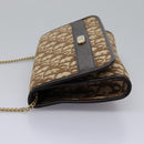 Christian Dior Trotter Canvas Chain Shoulder Bag Brown Gold Auth KD045-3
