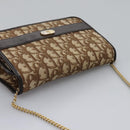 Christian Dior Trotter Canvas Chain Shoulder Bag Brown Gold Auth KD045-6