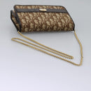 Christian Dior Trotter Canvas Chain Shoulder Bag Brown Gold Auth KD045-7