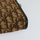 Christian Dior Trotter Canvas Chain Shoulder Bag Brown Gold Auth KD047-17