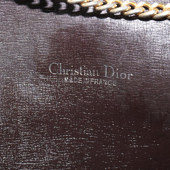 Christian Dior Trotter Canvas Chain Shoulder Bag Brown Gold Auth KD047