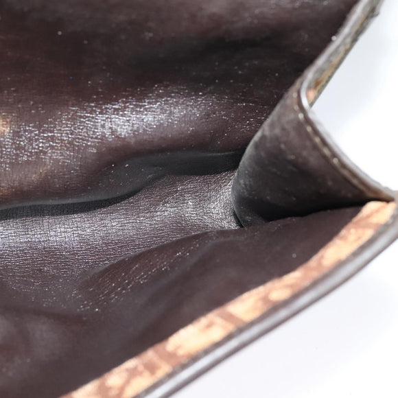 Christian Dior Trotter Canvas Chain Shoulder Bag Brown Gold Auth KD047