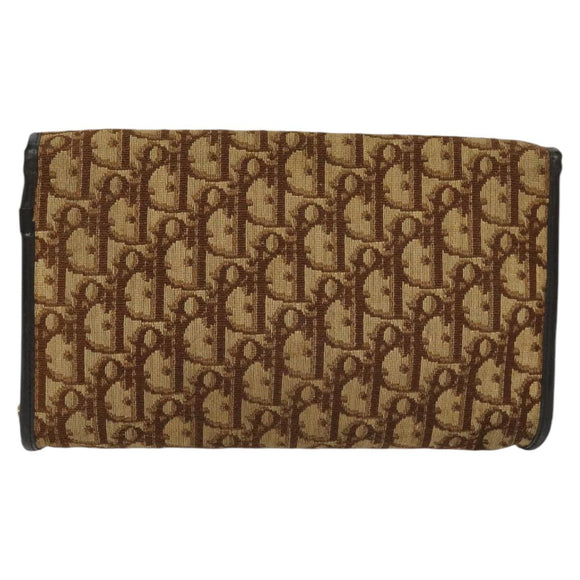 Christian Dior Trotter Canvas Chain Shoulder Bag Brown Gold Auth KD047