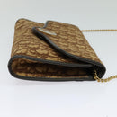 Christian Dior Trotter Canvas Chain Shoulder Bag Brown Gold Auth KD047-4
