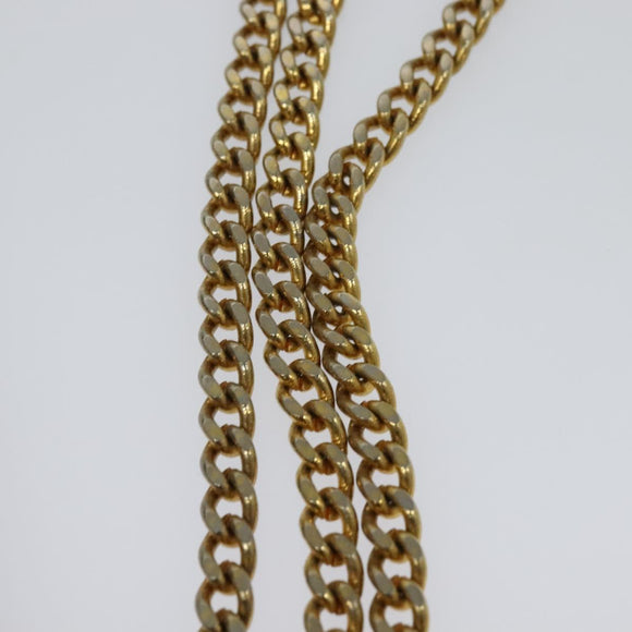 Christian Dior Trotter Canvas Chain Shoulder Bag Brown Gold Auth KD047