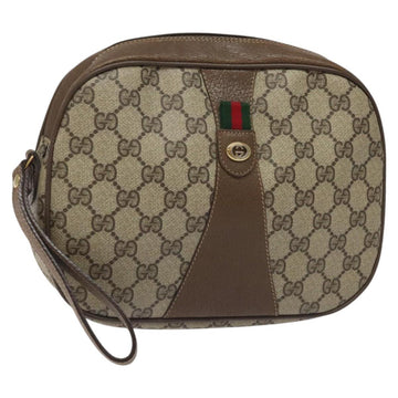 GUCCI GG Supreme Web Sherry Line Clutch Bag PVC Beige Red 89 01 034 Auth KD048