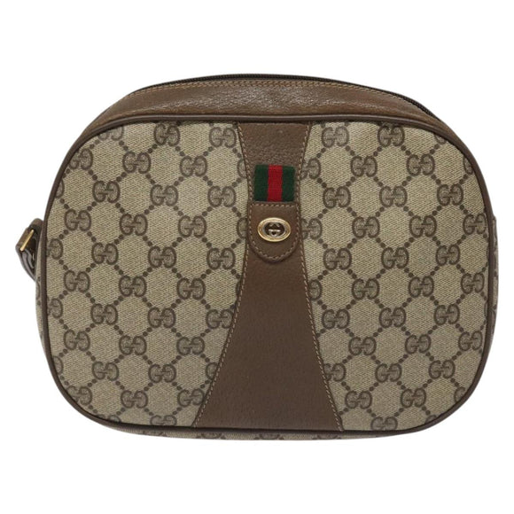 GUCCI GG Supreme Web Sherry Line Clutch Bag PVC Beige Red 89 01 034 Auth KD048