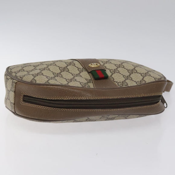 GUCCI GG Supreme Web Sherry Line Clutch Bag PVC Beige Red 89 01 034 Auth KD048