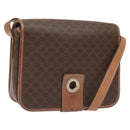 CELINE Macadam Canvas Shoulder Bag PVC Leather Brown Gold Auth KD054-1