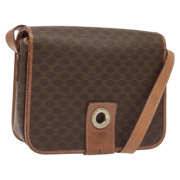 CELINE Macadam Canvas Shoulder Bag PVC Leather Brown Gold Auth KD054