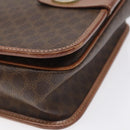 CELINE Macadam Canvas Shoulder Bag PVC Leather Brown Gold Auth KD054-14