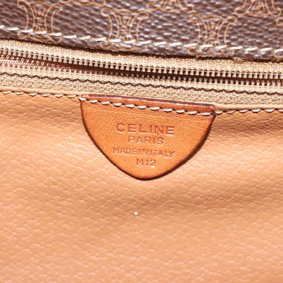 CELINE Macadam Canvas Shoulder Bag PVC Leather Brown Gold Auth KD054