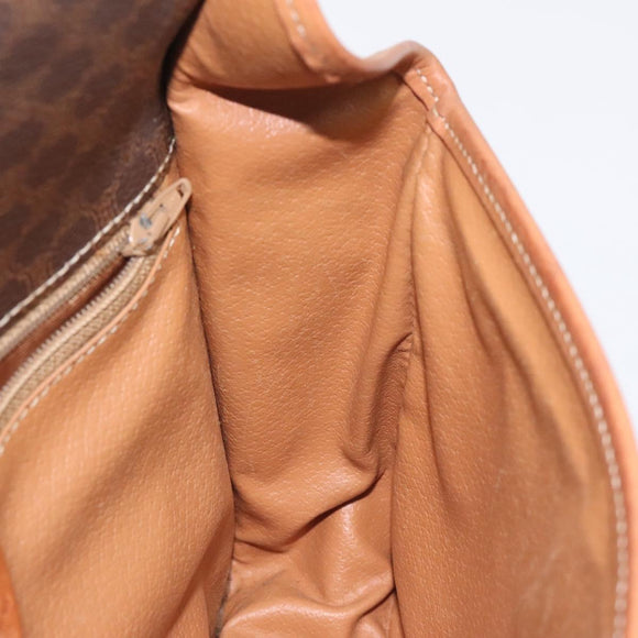 CELINE Macadam Canvas Shoulder Bag PVC Leather Brown Gold Auth KD054