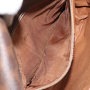 CELINE Macadam Canvas Shoulder Bag PVC Leather Brown Gold Auth KD054-21