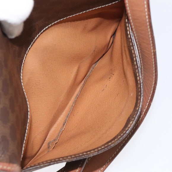 CELINE Macadam Canvas Shoulder Bag PVC Leather Brown Gold Auth KD054