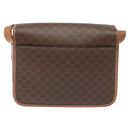 CELINE Macadam Canvas Shoulder Bag PVC Leather Brown Gold Auth KD054-2