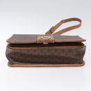 CELINE Macadam Canvas Shoulder Bag PVC Leather Brown Gold Auth KD054-5