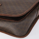 CELINE Macadam Canvas Shoulder Bag PVC Leather Brown Gold Auth KD057-15