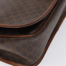 CELINE Macadam Canvas Shoulder Bag PVC Leather Brown Gold Auth KD057-16