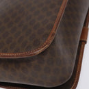 CELINE Macadam Canvas Shoulder Bag PVC Leather Brown Gold Auth KD057-8