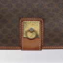CELINE Macadam Canvas Shoulder Bag PVC Leather Brown Gold Auth KD057-18