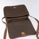 CELINE Macadam Canvas Shoulder Bag PVC Leather Brown Gold Auth KD057-19