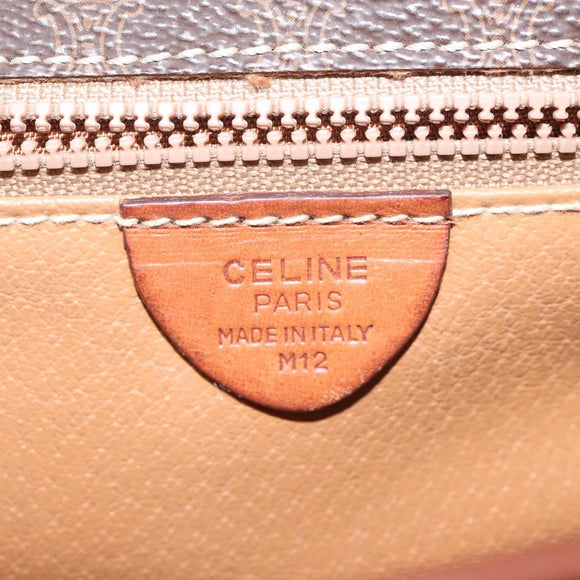 CELINE Macadam Canvas Shoulder Bag PVC Leather Brown Gold Auth KD057