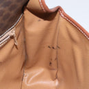 CELINE Macadam Canvas Shoulder Bag PVC Leather Brown Gold Auth KD057-10