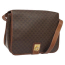 CELINE Macadam Canvas Shoulder Bag PVC Leather Brown Gold Auth KD057-1