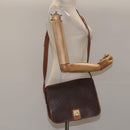 CELINE Macadam Canvas Shoulder Bag PVC Leather Brown Gold Auth KD057-22