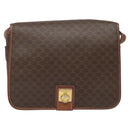 CELINE Macadam Canvas Shoulder Bag PVC Leather Brown Gold Auth KD057-13