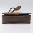CELINE Macadam Canvas Shoulder Bag PVC Leather Brown Gold Auth KD057-5
