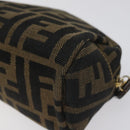 FENDI Zucca Canvas Pouch Brown Black Auth KD058-15