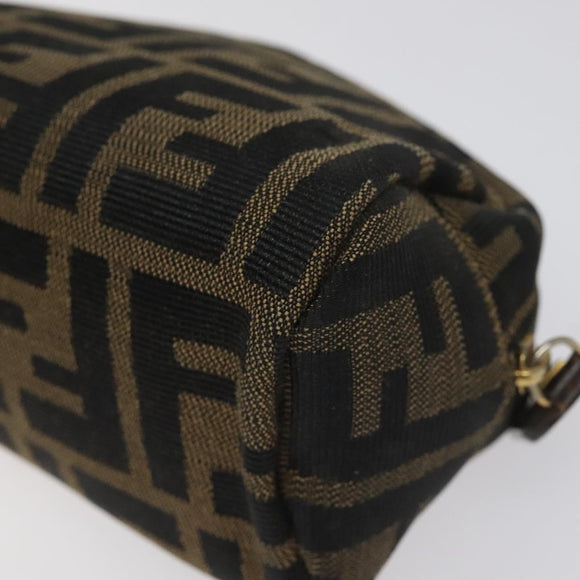 FENDI Zucca Canvas Pouch Brown Black Auth KD058
