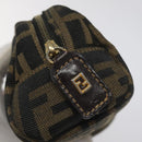 FENDI Zucca Canvas Pouch Brown Black Auth KD058-8