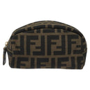 FENDI Zucca Canvas Pouch Brown Black Auth KD058-13