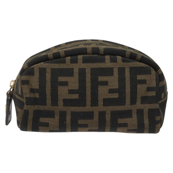 FENDI Zucca Canvas Pouch Brown Black Auth KD058
