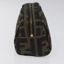 FENDI Zucca Canvas Pouch Brown Black Auth KD058-3