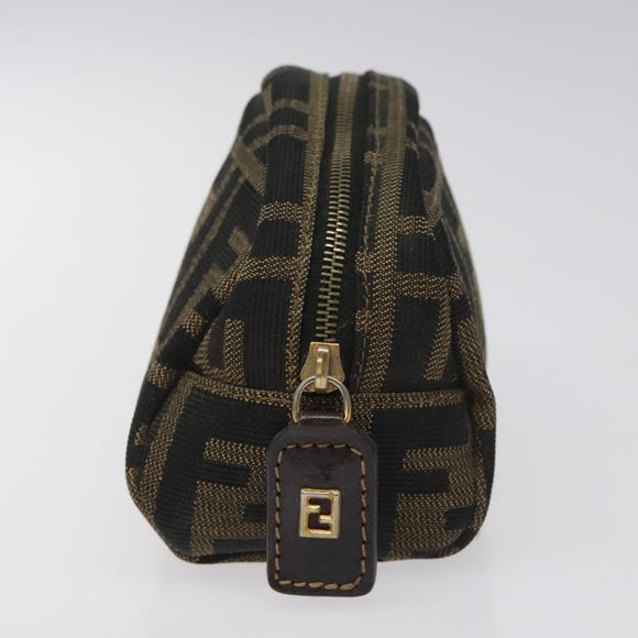 FENDI Zucca Canvas Pouch Brown Black Auth KD058