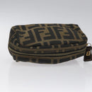 FENDI Zucca Canvas Pouch Brown Black Auth KD058-5