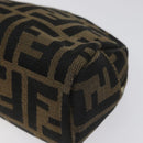 FENDI Zucca Canvas Pouch Brown Black Auth KD058-7